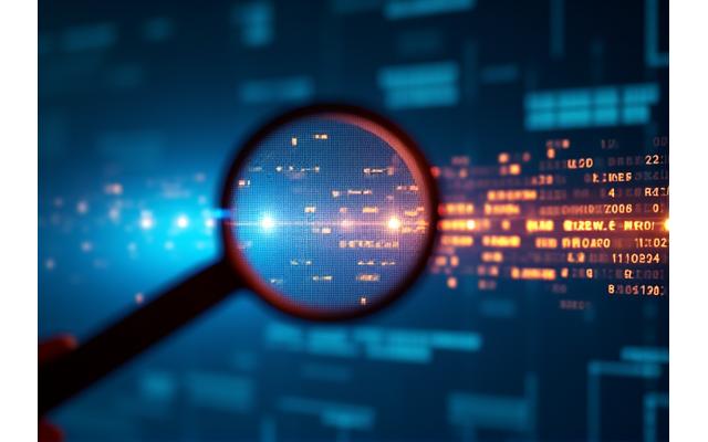 Bir arama çubuğunda anahtar kelimeler ve metadata önerileri içeren dijital ekran.