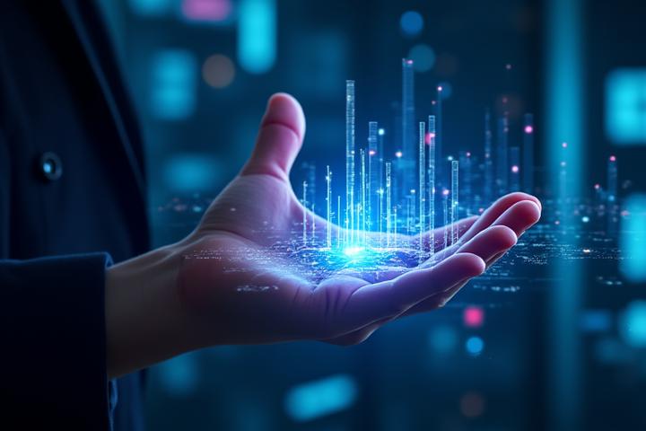 5G ve Bulut Gaming ile geleceğin oyun deneyimini yaşayın. Bir el, holografik bir oyun arayüzünü kontrol ediyor, saniyeler içinde yüklenen oyunlar ve akıcı performansla yeni bir çağ başlıyor.